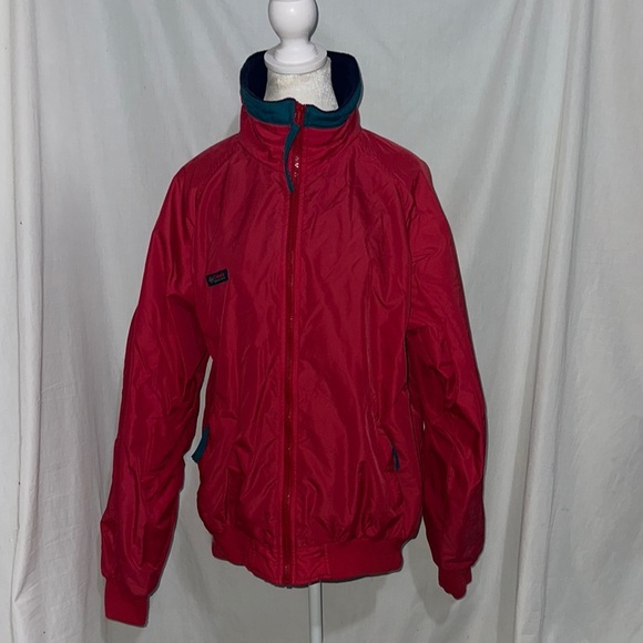 mens vintage red Columbia Sportswear Company full zip up fleece lined jacket - Picture 1 of 4